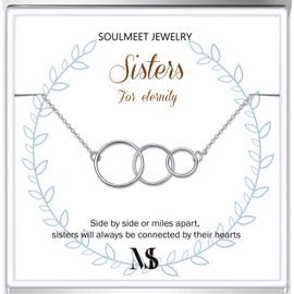 SOULMEET Sterling Silver Sister Gifts from Sister,Sister for Eternity Bracelet Gift for Best Sisters,Christmas Mother's Day Birthday Jewelry Gift for Sisters, 7 inch, base