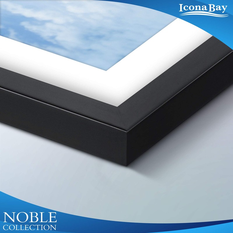 Icona Bay 8x10 Black Picture Frame w/Mat, Modern Professional Frame,