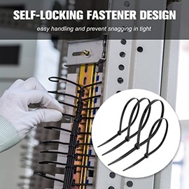 Bridas para cables, paquete de 400 unidades, color negro, varios tamaos, 12864 pulgadas, gestin de cables de nailon autobloqueante multiusos, bridas  