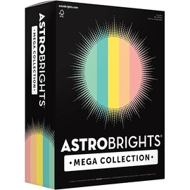 Astrobrights Mega Collection, Colored Cardstock, Punchy Pastel 5-Color Assortment, 320 Sheets, 65 lb./176 gsm, 8.5" x 11" - MORE SHEETS! (91780)