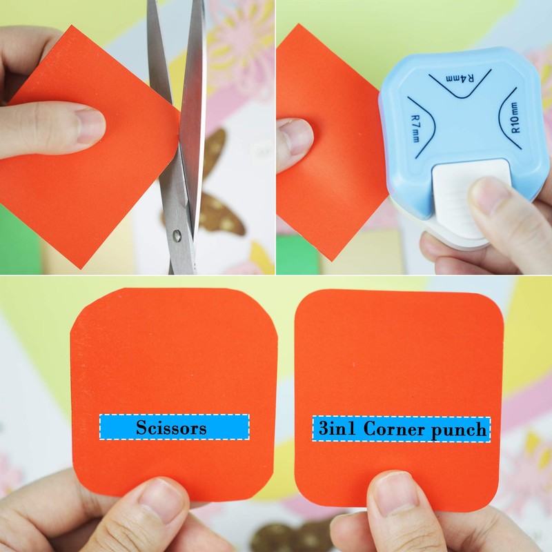 ECOHU Round Corner Punch, 3 in 1-3 Way Corner Puncher