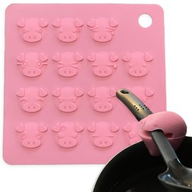 Pig Trivet Silicone Mat Spoon Holder Heat Resistant Nonslip Serving Hot Pans Protect Countertops Tables Cooking Utensil Clip Rest Exultimate