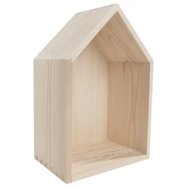 WooDeeDoo Medium Wooden House Shaped Display Shelf 20 x 13 x 30 cm Wall Mounted Plain Pine Box with Unpainted Birch Plywood Back Panel for Painting Staining Crafts Kids Room Wall Decor