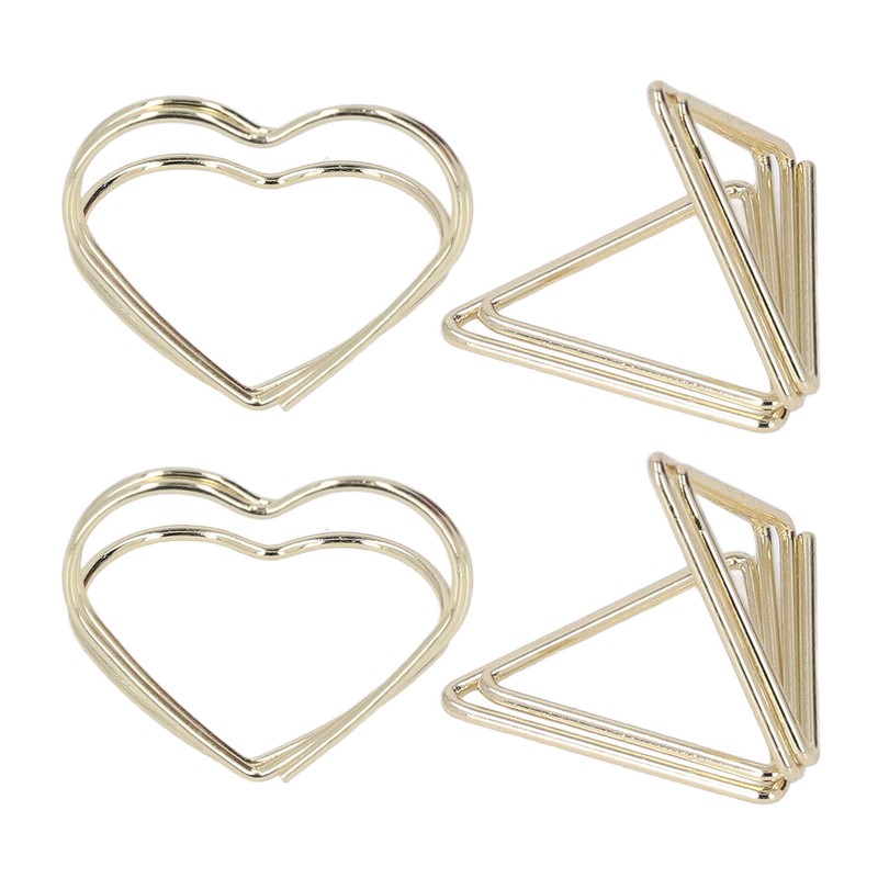 100pcs Paper Clips Gold Triangle Heart Shape Double Layer Three