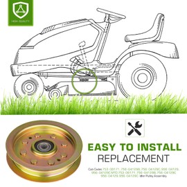 Dibanyou Flat Idler Pulley Replace for Cub Cadet MTD GTX1054 Troy-Bilt GT54 TB2450 753-08068A 753-08171 756-04129 756-04129B 756-04129C 956-04129 956-04129C 38" 42" 46" 54" Decks,2 Pack