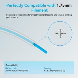 Redrex Smooth PTFE Hose Bowden Tube for 1.75 mm with Cutting Device, 2.5 mm ID x 4 mm OD Length 5 m Compatible with Bambu Lab A1/A1 mini/P1P/P1S/X1C, K1/K1 Max/Ender 3 V3 3D Printer (Transparent)