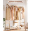 IDEALHOUSE Bamboo Clothes Rack, Freestanding Clothing Rack with Storage Shelf