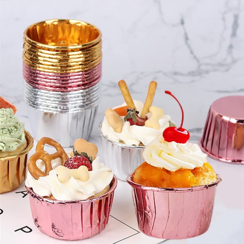 100 Pack 3.5 Oz Foil Baking Cups with Dome Lids