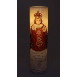 Holy Infant of Prague, LED Flameless Devotion Prayer Candle, Religious Gift, 6 Hour Timer for More Hours of Enjoyment and Devotion!