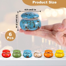 6 Pcs Ceramic Small Urns for Human Ashes Keepsake Set, 1.6 Inch Memorial Cremation Urns for Adult Women Men and Pet Dog Cat Ashes, Mini Funeral Container with Gift Box