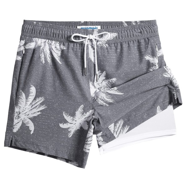 maamgic Mens Swim Trunks with Compression Liner 5" Stretch Beach