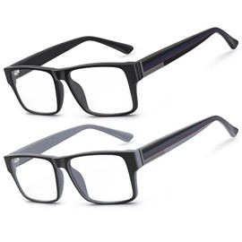 2 Pack Superior Progressive Multifocus Reading Glasses Men Women Stylish Blue Light Blocking Glasses Stripe Design Rectangular Frame Computer Readers Anti UV/Eye Strain Multifocal Eyeglasses, 2.5x