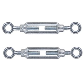 M8 x 110mm Eye & Eye Steel Turnbuckles Wire Tensioner Strainer Closed Hook Threaded Hook (Pack of 2)