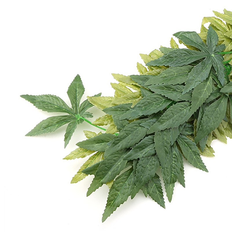 Green Artificial Plant Fake Leaves Aquarium Fish Tank Reptile Terrarium