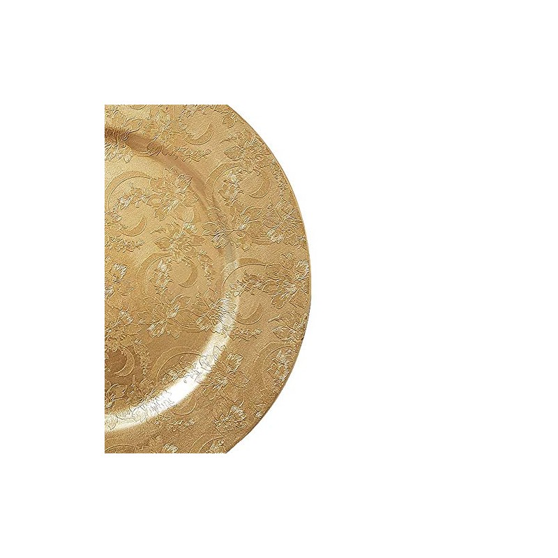 YöL 6 Embossed Decorative Gold Round Charger Plates Christmas Xmas