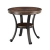 Brown and Black Wood Round Side Table Casual Oak Finish
