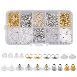450Pcs Earring Backs Set - 10 Styles Earring Stoppers Soft Transparent Earring Backs Safety Backs Butterfly Flower Round Shape Personal Individuation DIY Stainless Steel Ears Jewelry Accessories
