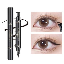 2 in 1번지지 않는 방수 듀얼팁 아이라이너 도장, 블랙, 1개 2-in-1 Waterproof Dual Tip Eyeliner, Black, 1 piece