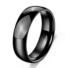 TIGRADE Black Titanium Ring 2mm 4mm 6mm 8mm Dome High Polished Wedding Band Size 3-14.5,6mm,Size 9.5