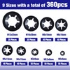 LEONTOOL 360 Pieces Internal Tooth Star Lock Washers 9 Sizes