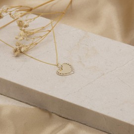 Carissima Gold Women's 9ct Yellow Gold Mini Heart Cut Out Design Heart Pendant 18.4mm x 19mm on 9ct Yellow Gold Diamond Cut Curb Chain Necklace - 0.7mm - Length 46cm/18"