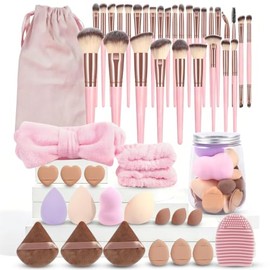 Set de 52 Piezas de Utensilios de Maquillaje,que Incluye 30 Pinceles y Esponjas de Maquillaje,con Bolsa de Almacenamiento de Felpal,set de Pinceles Mu