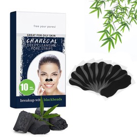 Mitesserentferner Stripes, 10 Stück Tiefenreinigende Aktivkohle Clear-Up-Strips, Mitesser Nasenstrips, Nasenstrips, Pore Strips, zum Entfernen von Mitessern und Zum Freimachen verstopfter Poren