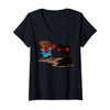 Womens Cartoon Character Boxing Candy Chocolate For Kids V-Neck T-Shirt