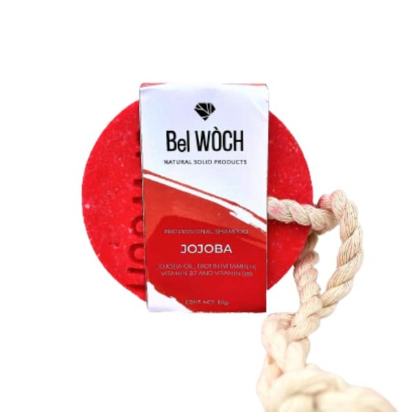 BEL WOCH Shampoo solido orgánico en barra 100% natural Jojoba, para todo tipo de cabello, nutre, promueve el crecimiento y da brillo natural libre de parabenos, pfalatos y sulfatos