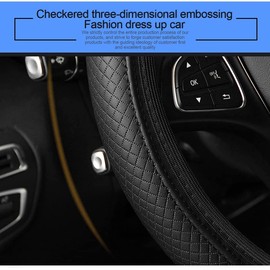 Universal Auto Lenkradhülle Leder Lenkradbezug Elastisch Atmungsaktiv Rutschfest Durchmesser 37-38cm Lenkradbezug Lenkradbezug für Männer Und Frauen, Autozubehör Für Die Meisten Autos (Schwarz)