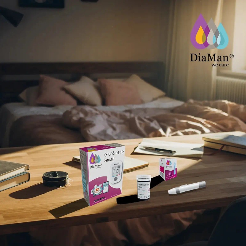 Glucómetro Smart DiaMan DMGM02-03 + Kit 50 tiras y 10