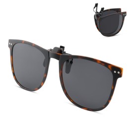 Solsun Polarized Clip on Sunglasses for Men Women UV Protection Anti Glare Driving Fishing Glasses with Flip Up (Dark Tortoiseshell)