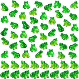 SYOZPXY 60 Mini Resin Frogs, Miniature Green Resin Frog Statues, Realistic and Cute Resin Frog Animal Models for Craft Decorations