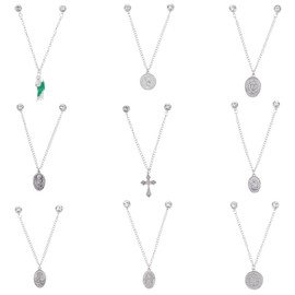 PLIGREAT 9 Pcs Religious Chain Hat Pins, Stainless Steel Vintage Prayer Chaplet Broches Metal Cross Pendant Brooch Pin for Women Man Baseball Caps Hats Decoration