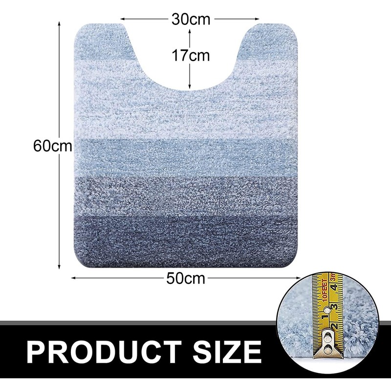 smiry Microfiber U-Shape Toilet Mat, Non-Slip Shaggy Soft Pedestal Mat