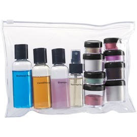 Sichler Beauty Zip pocket with 12 cosmetic containers for flight carry-on luggage, transparent
