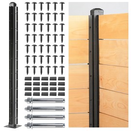 Wowace 4ft (H/48in) Heavy Duty Fence Post - Corner Post for Outdoor Patio, Backyard and Garden Privacy Fence (1pack-Matte Black)