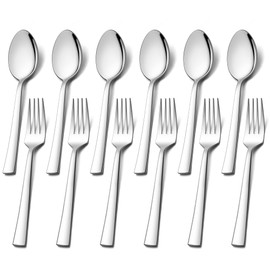 Forks and Spoons Set, HaWare 12-Piece Stainless Steel Dinner Spoons and Table Forks Set, Modern & Elegant Cutlery Set for Home/Restaurant/Kitchen, Highly Polished & Dishwasher Safe - 20 cm