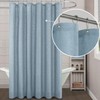 KOUFALL Stone Blue Waterproof Linen Fabric Shower Curtain for Bathroom