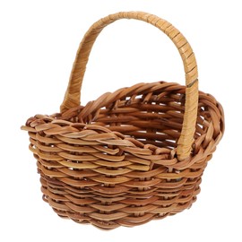 Abaodam Rattan Small Basket Woven Basket Fruit Basket Flower Girl Basket Little Red Riding Hood Basket Woven Storage Basket Picnic Baskets Small Sundries Storage Basket Light Brown