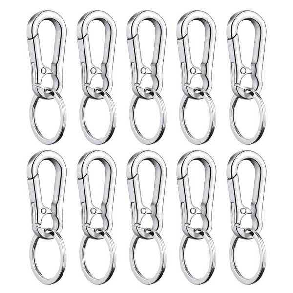EUPSIIU Pack of 10 Metal Key Chains, Carabiner Clip, Key