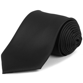 boxed-gifts Tie for Men Satin Finish Necktie - Standard 3.25 Wide Ties - Black
