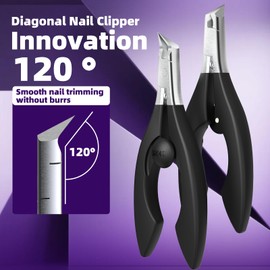 SZQHT Professional Stainless Steel Toenail & Nail Clippers with Safety Lock – Precision Straight Blade Ingrown & Thick Nail Cutter, Built‑in Spring & Non‑Slip ABS Handle