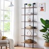 HOMBAZAAR Industrial Pipe Bookshelf,6 Tier Pipe Shelving,Wall Mounted Ladder Shelves