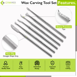 Cynamed Professional Precision Carving Tools Set - 6-Piece Stainless Steel Sculpting, Modeling & Dental Craft Instruments - Ideal for Clay, Wax, & Detail Work - Versatile Art & Dentistry Equipment