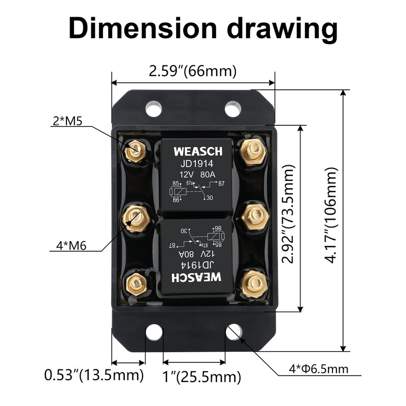 Weasch 12V Forward and Reverse Relay Module, Six Terminal, Replaces