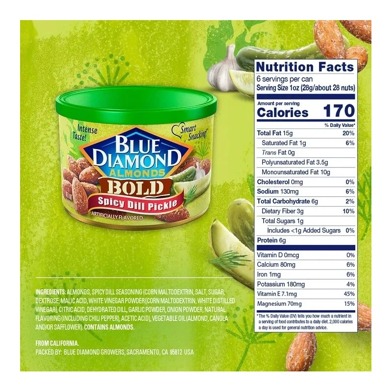 Blue Diamond Bold Spicy Dill Pickle Almonds - Size 6