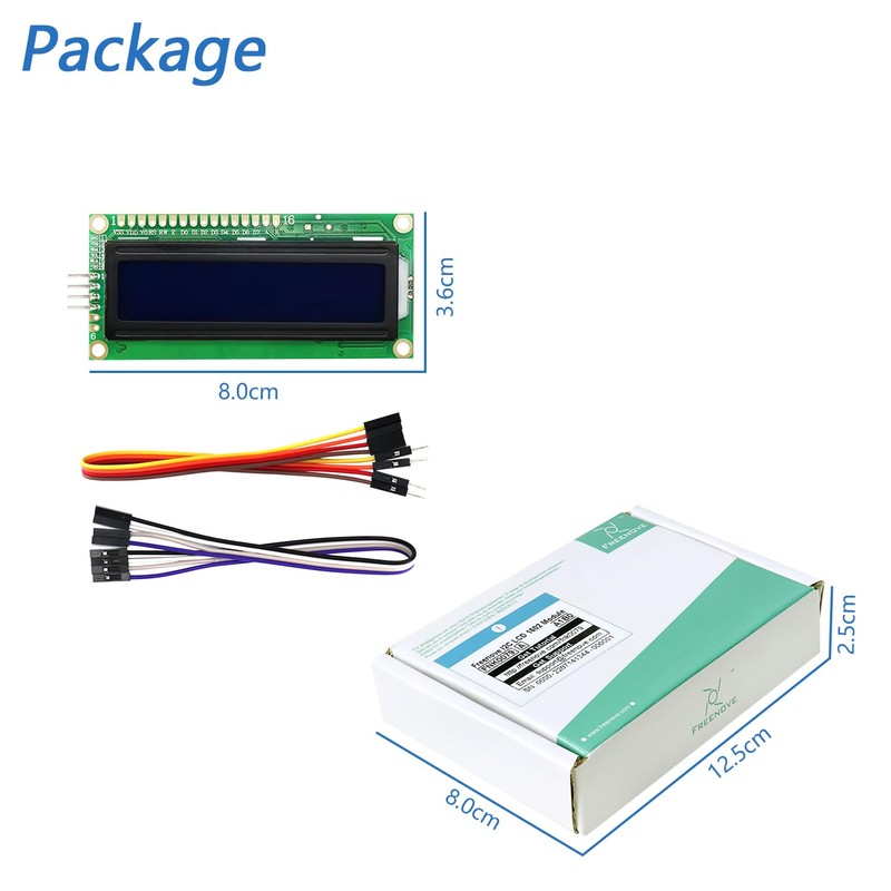 Freenove I2C IIC LCD 1602 Module, New Type TWI Serial