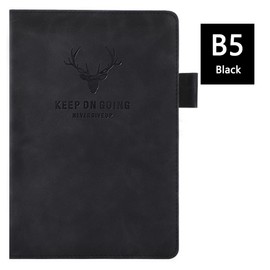 1 x Business-Notizbuch, B5, Schaffell, PU-Leder, Notizblock, Vintage-Hardcover, Notizbuch, tragbares Tagebuch, liniert, personalisiertes Geschenk für Damen und Herren – Schwarz