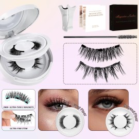 Set De Pestañas Postizas Magnéticas 2 Pares, Con Pinzas